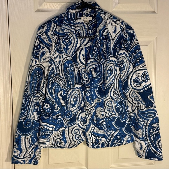 HAROLD’S  | BLUE & WHITE PAISLEY BLAZER  SZ 8 - Picture 1 of 7